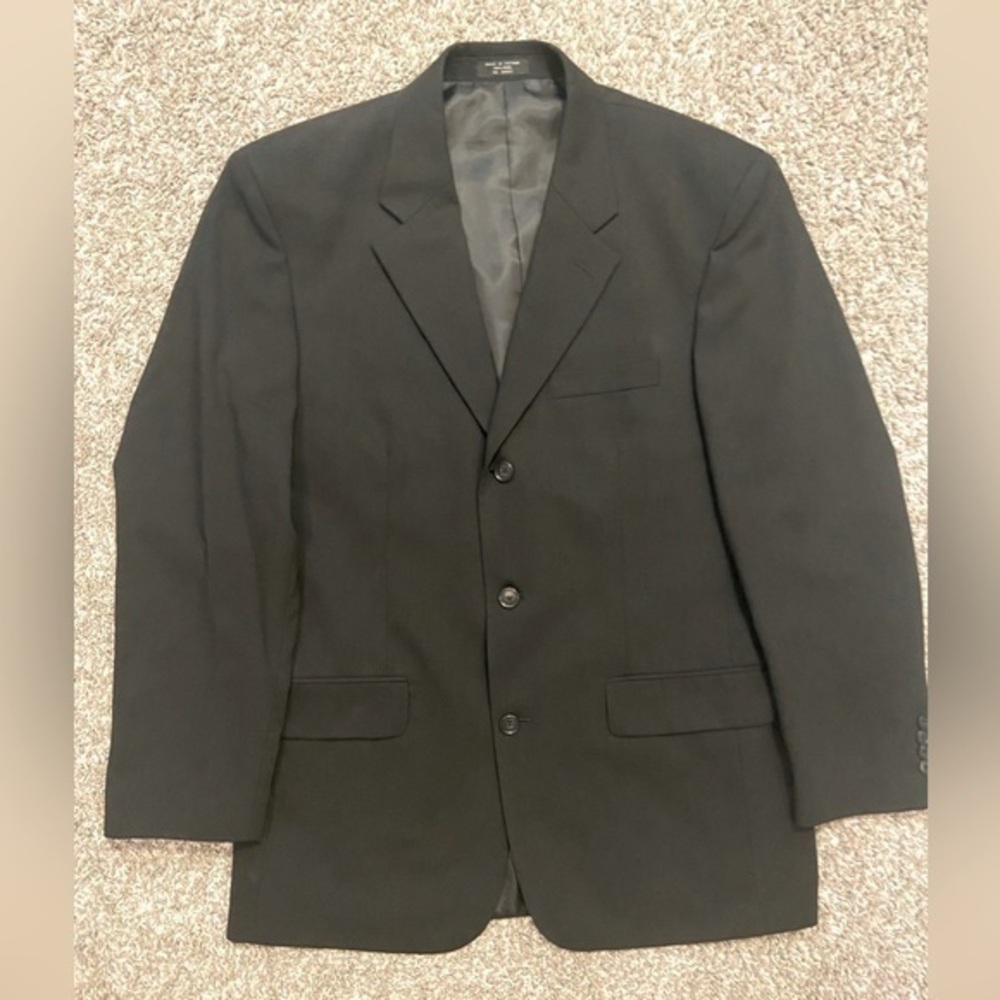 Vintage Paulo Solari Men’s Suit Jacket / Blazer 40R 100% Wool Athletic Fit Black